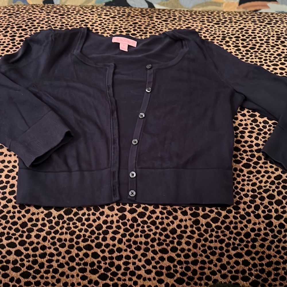 LILLY PULITZER NAVY CARDIGAN SIZE SMALL